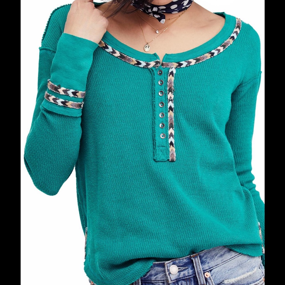 Free People Size XS Thermal Long Sleeve Tee